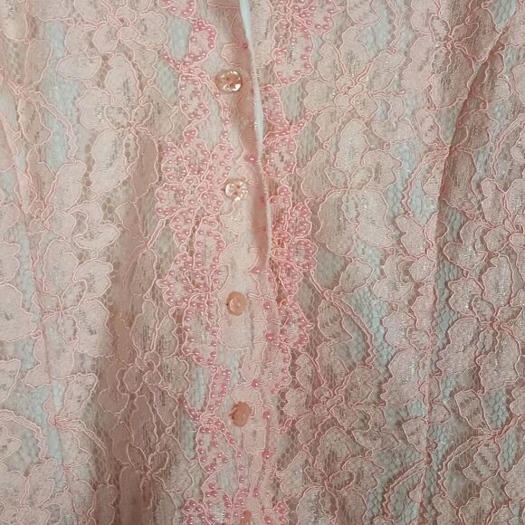 Coldwater Creek Light Pink Lace Button-up Cardigan Top Size Small - Picture 4 of 8